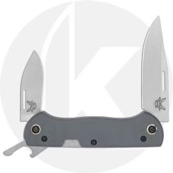 Benchmade Weekender 317 - S30V Clip Point And Spear Point - Cap Lifter - Cool Gray G10 - Slip Joint Folder - USA Made