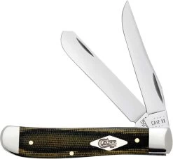 Case Mini Trapper Knife 23472 - Green And Black Micarta - 10207SS