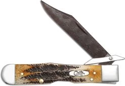 Case Cheetah Knife 34801 Limited Damascus Blade BoneStag Handle 6.5111 1 / 2LDAM