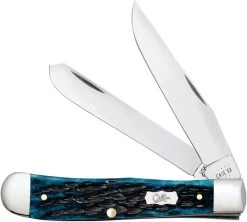 Case Trapper Knife 51850 - Pocket Worn Mediterranean Blue Bone - 6254SS