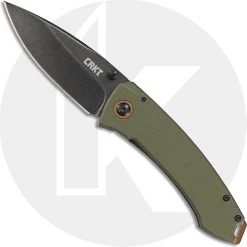 CRKT Tuna 2520 - Lucas Burnley EDC - Black Stonewash Drop Point - Green G10 And Black Stonewash SS - Frame Lock Folder