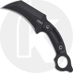 CRKT Du Hoc 2630 Knife Austin McGlaun Black Karambit Fixed Blade Black G10 With Ring Pommel