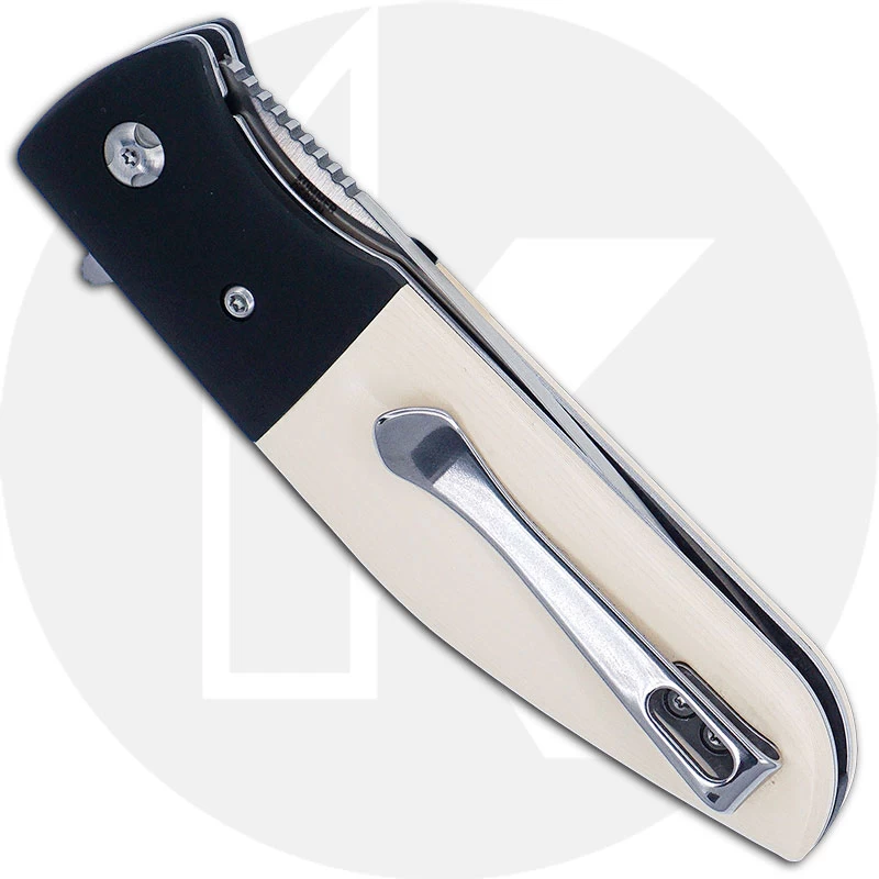 CRKT Curfew 2867 - Russ Kommer Assisted EDC - Satin Drop Point - Black Aluminum / White Resin Infused Fiber - Flipper Folder - Image 3