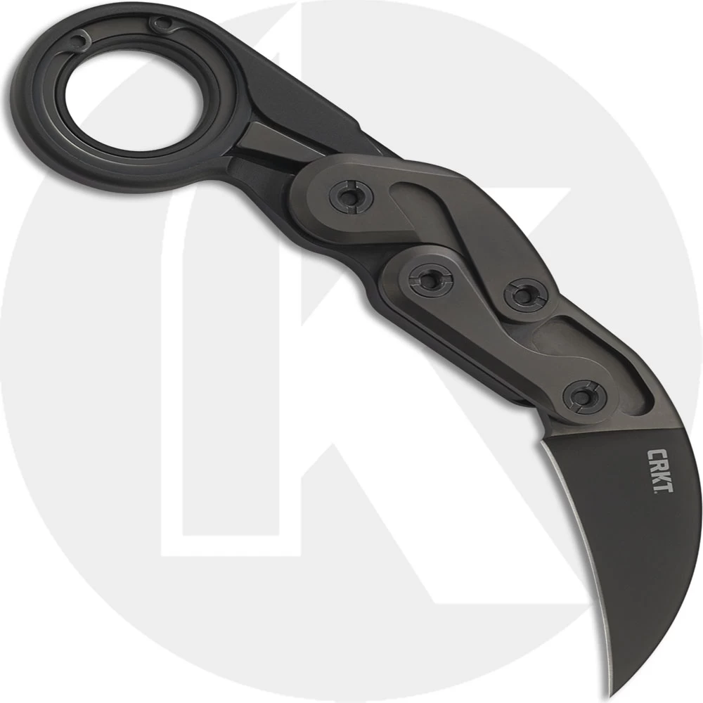 CRKT Provoke 4040 Joe Caswell Black Karambit Folder Kinematic Action Aluminum Handle With Ring Pommel