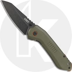CRKT Overland 6280 - TJ Schwarz EDC - Black Stonewash Sheepsfoot - Green G10 And Black Stonewash SS - Frame Lock Folder