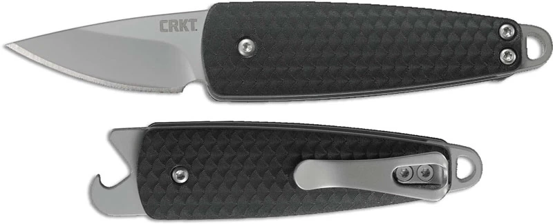 CRKT Dually 7086 - Richard Rogers EDC - Bead Blast Drop Point - Black GRN - Slip Joint Folder - Bottle Opener - Image 2