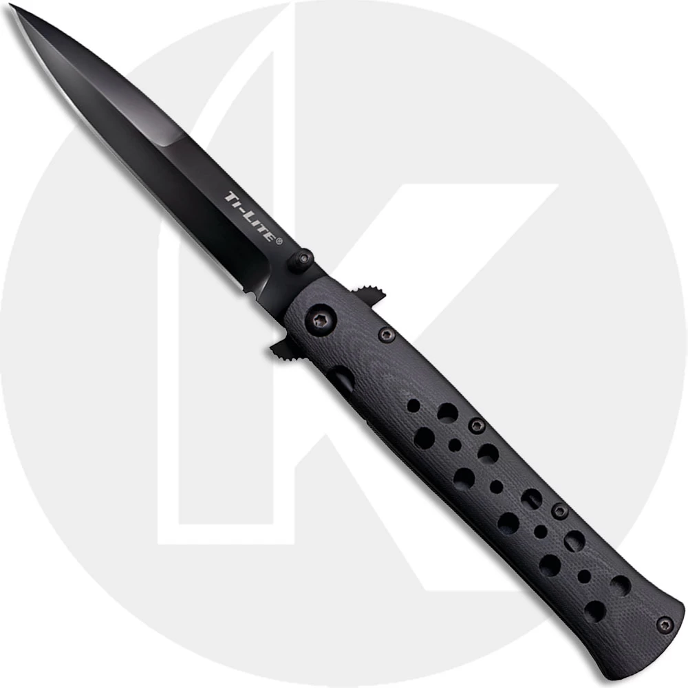 Cold Steel Ti-Lite G10 26C4 Knife - 4 Inch S35VN Black Blade - Black G10 Open On Withdrawal
