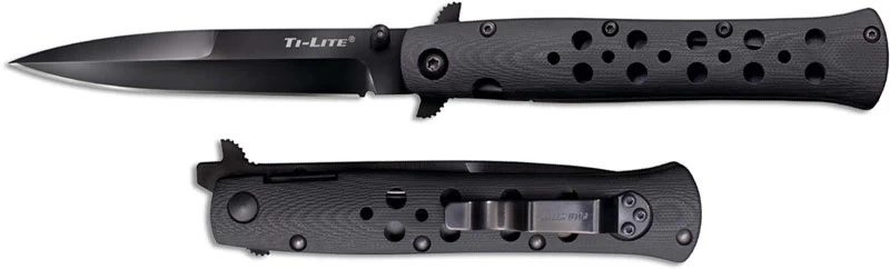 Cold Steel Ti-Lite G10 26C4 Knife - 4 Inch S35VN Black Blade - Black G10 Open On Withdrawal - Image 2