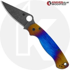 MODIFIED Spyderco Para Military 2 Knife With Acid Stonewash + KP Super Nova Titanium Scales + All Black Hardware