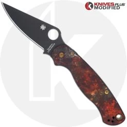 MODIFIED Spyderco Paramiliary 2 Knife - Black DLC - AWT Custom Anodized Scales - Bronze Titanium Hardware