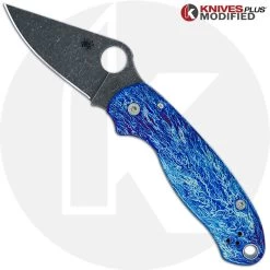 MODIFIED Spyderco Para 3 Knife With Acid Stonewash + KP Titanium Scales MAYHEM FINISH
