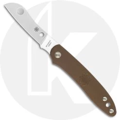 Spyderco Roadie Knife - C189PBN - Non Locking Sheepfoot - Brown FRN - Made In Italy