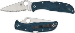 Spyderco Endela Lightweight K390 - C243FSK390 - Serrated K390 Clip Point - Blue FRN - Lock Back